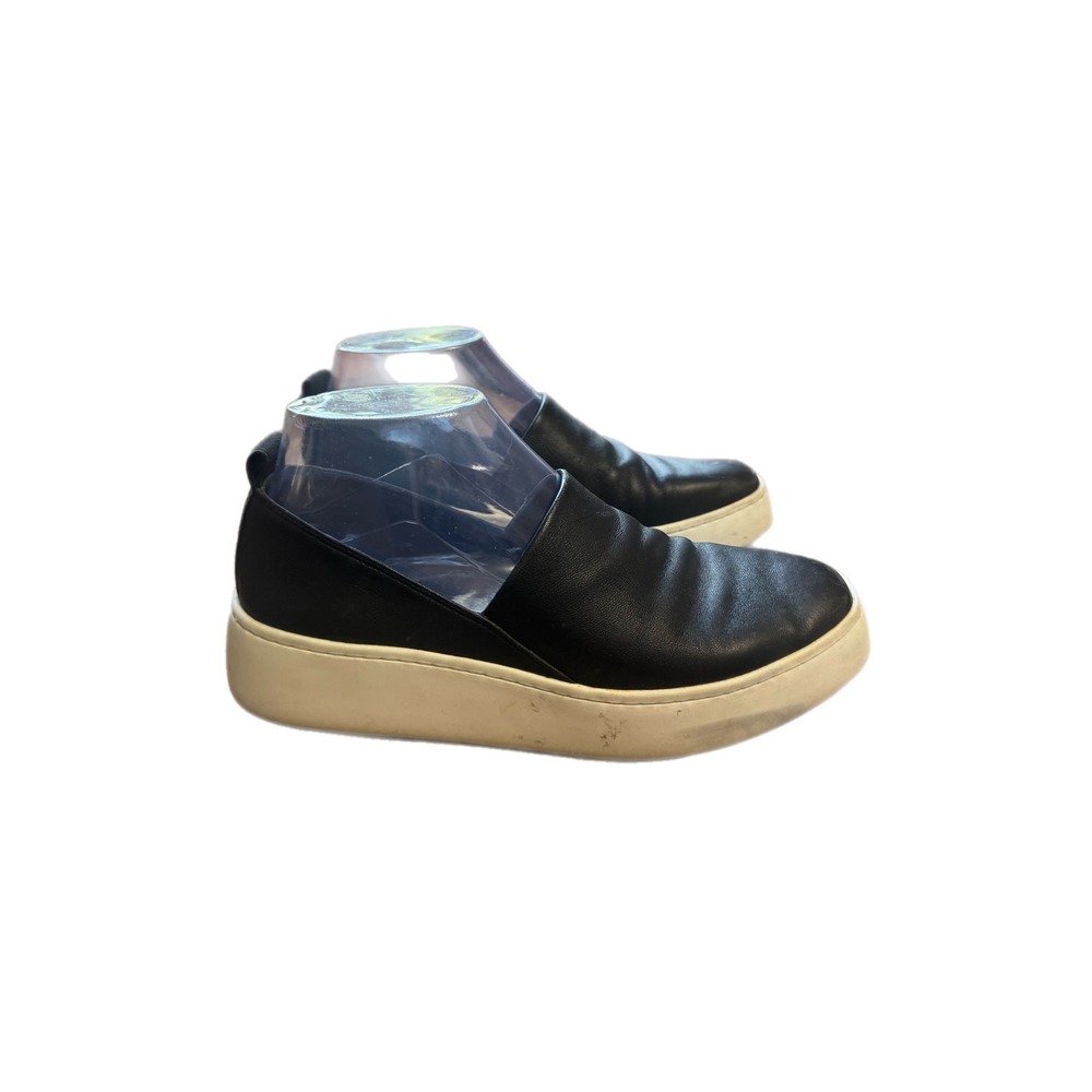 Vince Warren Platform Sneaker Womens 6 Black Leather Good Slip On Minimalist